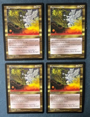 MTG 4X VISIONS RIGHTEOUS WAR MAGIC THE GATHERING ENCHANTMENT RARE ENGLISH - Image 1 of 4