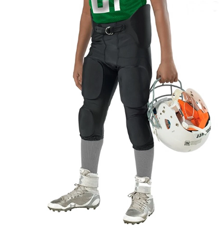 Alleson Lycra Blend Padded Integrated Youth Football Pants Black NEW Item# 689SY - Image 1 of 1