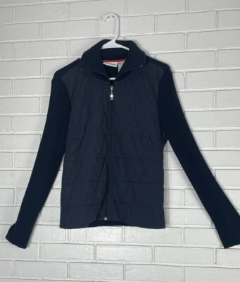 Chaqueta Suéter Liz Claiborne con Puffer Frontal Talla Mediana Azul Marino Foto 1 de 4