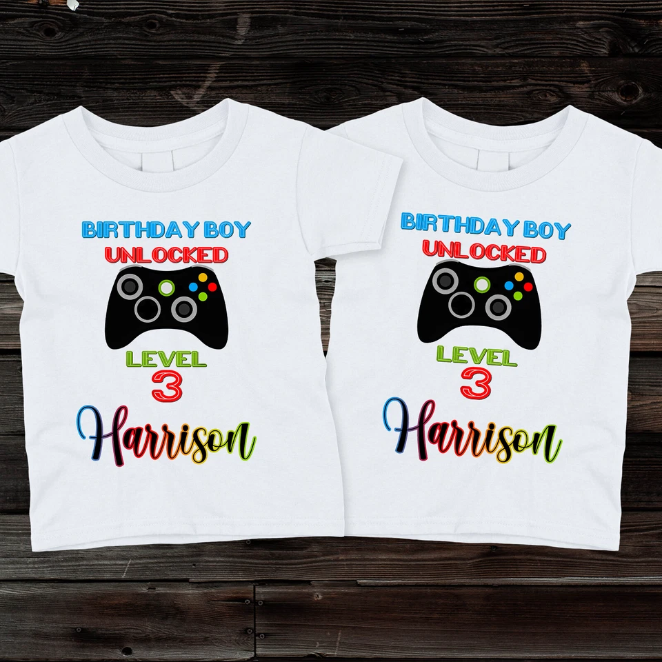 Camiseta de cumpleaños personalizada para videojuegos para niños, niñas y niños pequeños Foto 1 de 1