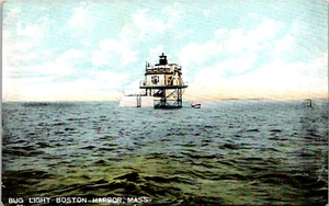 Postcard Bug Light Boston Harbor, Mass Vintage Undivided Back Standard View - Picture 1 of 2