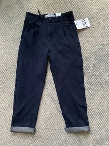 NEW ZARA BOYS DARK NAVY BLUE COTTON JOGGER CASUAL DRESS PANTS 8 years - Picture 1 of 8