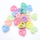100 Mixed Pastel Color Acrylic Hollow Heart Beads Connector Charms 17X15mm