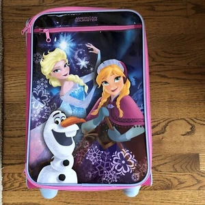 American Tourister Disney Frozen Kids Rolling Softside Carry-On Suitcase Luggage - Picture 1 of 11