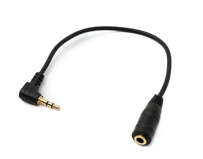 Audio Kabel 15 cm Stereo AUX Klinke 2,5mm Stecker zu 3,5mm Buchse Winkel Schwarz - Bild 1 von 4