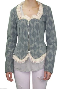 CUSTO BARCELONA Women's Silver Corse Lace Trim Jacket RT592307 $787 NWT - Picture 1 of 3