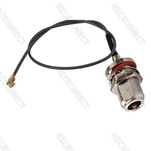 Tuerca mamparo de conector hembra U.fl / IPX a N con junta tórica cable cola de cerdo 15 cm - Imagen 1 de 3