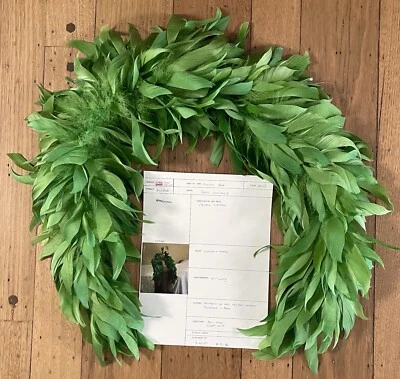 Cachecol antigo flapper verde pena pescoço boa envoltório década de 1920 art déco feminino francês - Imagem 1 de 4