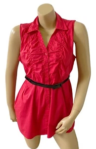 MOTHERHOOD MATERNITY Womens Size Large Sleeveless Red Button Front Belted Shirt - Picture 1 of 8