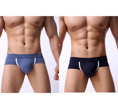 Roupa íntima masculina 2 PACOTES cuecas ajuste contorno bolsa confortável esporte quadril cuecas - Imagem 1 de 2