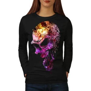 Wellcoda buntes langärmeliges Damen-T-Shirt aus Metall Rock Evil - Bild 1 von 5