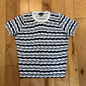 Ann Taylor Wave Stripe Sweater Tee Damen Gr. MP Navy Weiß Baumwolle Freizeit - Bild 1 von 9
