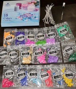 18 Farben je 5g Kerzenfarbe Chips für DIY Kerzen mit Kerzendochten - Bild 1 von 3