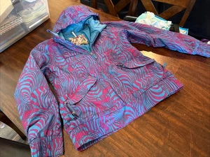 BURTON Women’s X-Large Dryride MUTINY Hooded Snowboard Jacket Blue Purple - Picture 1 of 6