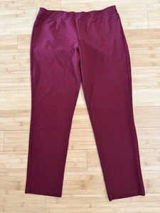 Eileen Fisher Crepe Pants Womens medium Burgundy Red Tapered Leg Ankle Crop - Picture 1 of 4