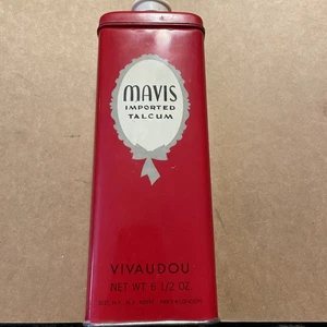 Vintage MAVIS Talkumpuder VIVAUDOU rote Dose 6 1/2 O.Z.  Mit Pulver - Bild 1 von 2