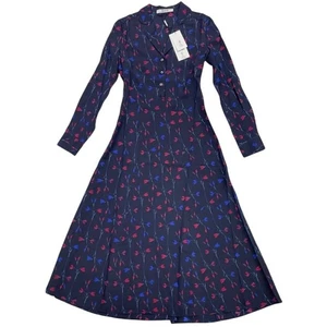 Abito Thakoon stampa floreale 100% seta taglia 4 manica lunga midi designer lusso - Foto 1 di 3