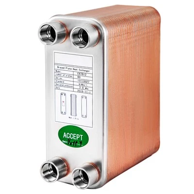 Soportes intercambiadores de calor soldados Uimoso 60 placas puertos FPT 1/2" 3x8" acero inoxidable 316L Foto 1 de 4