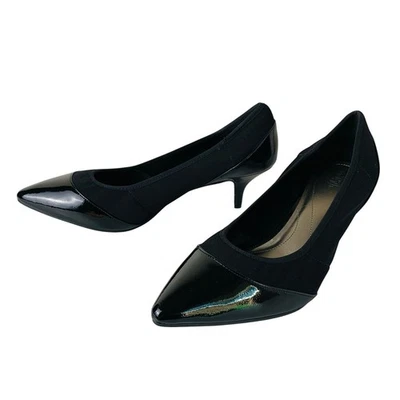 Zapatos de salón East 5th talla 11M para mujer zapatos de tacón de gatito charol negro punta puntiaguda clásicos  Foto 1 de 4