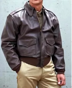 vtg COOPER Type A-2 Leather Bomber Flight Jacket Brown GoatSkin as NEW size 44R - Bild 1 von 24