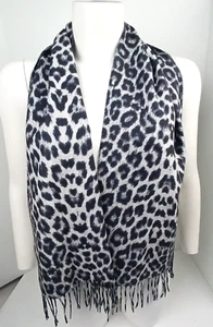 Cashmink Ultra Suave Mujer Gris Flecos Estampado Animal Bufanda 53 x 11" Alemania - Imagen 1 de 7