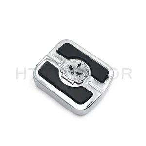 Chrome Skull Small Brake Pedal Pad Fit Night Train Springer Softail Custom FXSTC - Picture 1 of 6