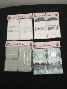 Lot Of 4 Adult Preppy Socks Do Not Disturb I’m Watching A Movie Gray Green /66 - Picture 1 of 14
