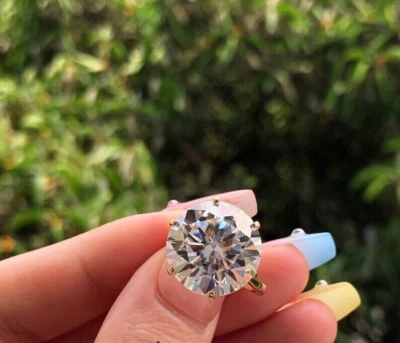 4Ct Round Lab-Created Diamond Solitaire Engagement Ring 14K Yellow Gold Plated - Image 1 of 4