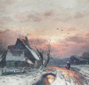 Bell Arthur 1876-1966 Landschaft Schnee Winter Abend Stimmungsmalerei Impression - Bild 1 von 9