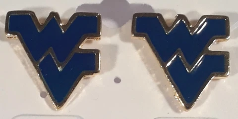 NCAA West Virginia Mountaineers Pierced Earrings in Gold Plate Made in USA NEW Cover