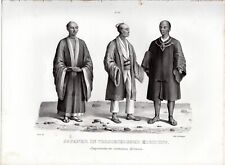 1840 Schinz Antique Print: People of Japan, Japanese costumes, Ethnography