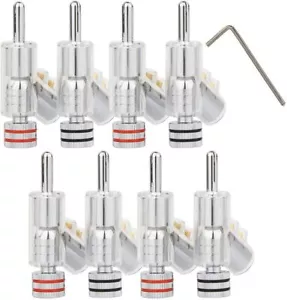 8Stück Vergoldet verriegelbare abgewinkelte Bananenstecker für Lautsprecherkabel - Bild 1 von 14