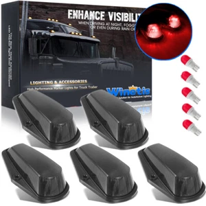 5x Smoke Lens Roof Running Light Cab Marker Red Bulbs For Ford F150 F250 F350 - Picture 1 of 8