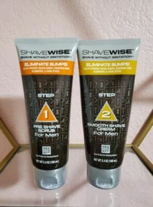ShaveWise Step 1 Pre Shave Scrub + Step 2 Smooth Shave Cream for Men 3.4 oz each - Picture 1 of 1