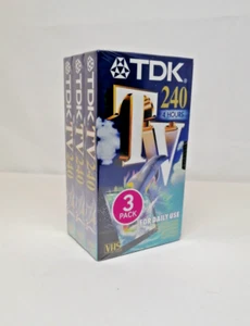 3 x TDK TV 240 Blank 4 Hour VHS Video Cassette Tapes - Brand New & Sealed - Picture 1 of 4