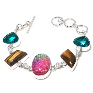 Triplet Opal Gemstone Handmade 925 Sterling Silver Jewelry Bracelet Size 7-8" - Picture 1 of 1