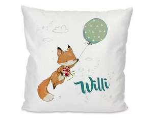 Kissen mit Name Fuchs Geschenk Kinder Kuschelkissen Kinderzimmerdeko Geburtstag - Bild 1 von 6