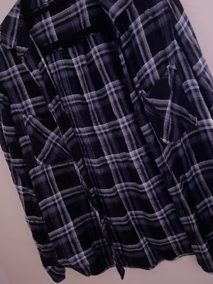 Azul Marino Abotonado A Cuadros Mujer’s Extra Pequeño BELLA DAHL Grunge Punk Manga Larga Foto 1 de 4