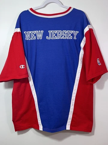Vintage Champion NBA New Jersey Nets Stitched Sewn Shooting Shirt Sz XL Cover