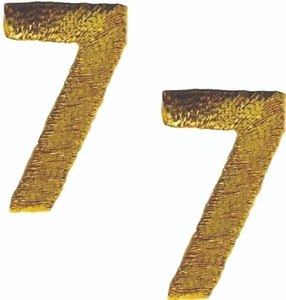 Metallic Gold Number 7 Patch Embroidered Cut Out Iron on Sew on (1" in) Lot of 2 - Picture 1 of 2