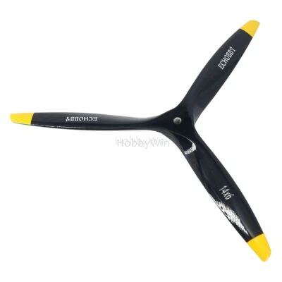 3 Bladed 14x6 Wood Propeller Fuel Power Black for Nitro Gas Engine RC Airplane - Image 1 of 2