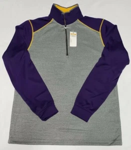 NEW Antigua Purple Gray Yellow Breakdown 1/4 Zip Knit Pullover Mens Size Medium - Picture 1 of 6