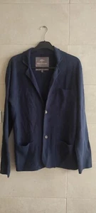 Fynch-Hatton Buttoned Cardigan Knitted Mens Blazer Vest Navy Made Germany Size L - Picture 1 of 12