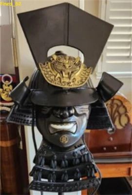 1:1 Wearable Japanese Armor Samurai Helmet Warrior Cosplay Black Full Mask Gift - Image 1 of 4