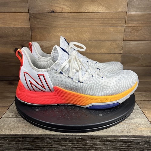 Scarpe New Balance Uomo Taglia 7.5 2E Larghe FuelCell Bianco Rosso Elettrico NO SOLETTE