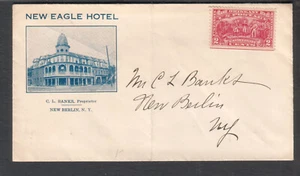 c 1926 unmailed illustrated advertising cover New Eagle Hotel New Berlin NY - Picture 1 of 1