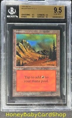 MTG Limited Edition Beta 1993 Mountain (C) BGS 9.5Q+ (TRUE QUAD+) GEM MINT 93/94 - Image 1 of 4