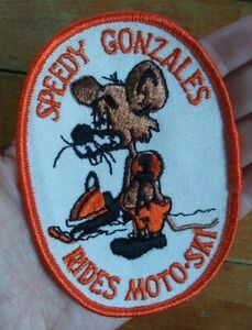 VTG  Embroidered Sew On PATCH Speedy Gonzales Rides Moto-ski Snowmobile Racing