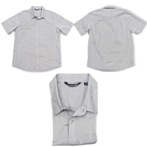 Travis Mathew Golf Shirt Men's 2XL Gray White Stripe Short Sleeve Button Up EUC - Picture 1 of 4
