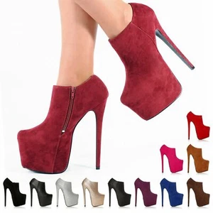 BRAND NEW SEXY PLATFORM STILETTO HIGH HEEL WEDGE ANKLE SHOE BOOTS SHOES SIZE 3-8 - Picture 1 of 16